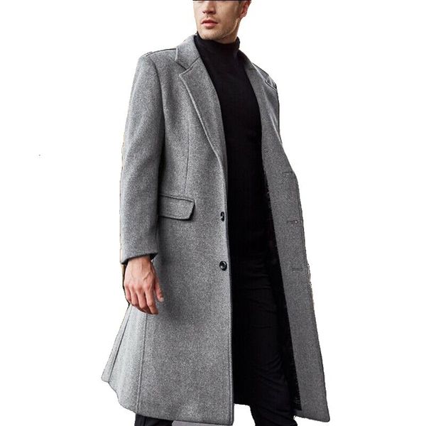 

2021 british long windbreaker men's woolen coat, Tan;black