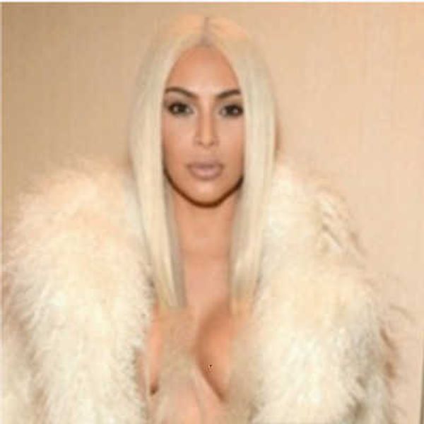 

fashion personality women's blonde short hair medium split headset cos wig, Black