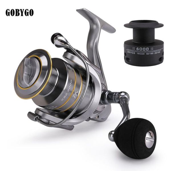 

spinning reel with spare metal spool smooth 5.2:1 gear ratio 14+1bb left right hand fishing max drag 15kg coil baitcasting reels