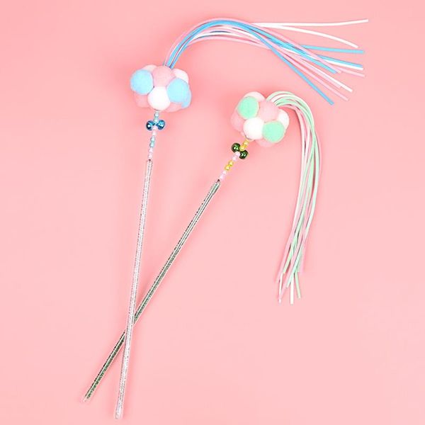 

cat toys teaser toy tassel pole bell fluffy ball fairy stick interaction pet aia99