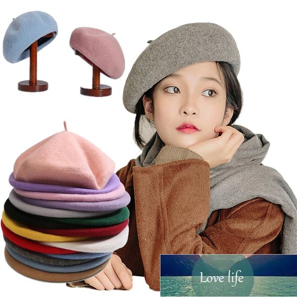 

french style solid casual vintage women's hat beret plain cap girl's wool warm winter berets beanie hats femme aldult caps factory, Blue;gray
