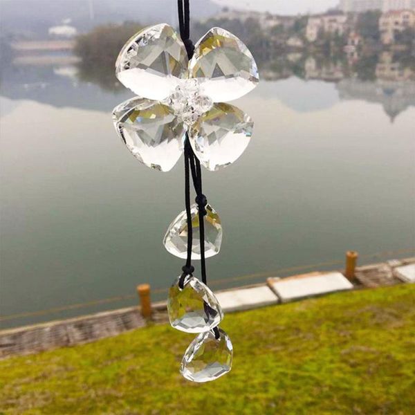 

interior decorations crystal four leaf car hanging pendant charm ornament automobile accessories for decoration (pure white)
