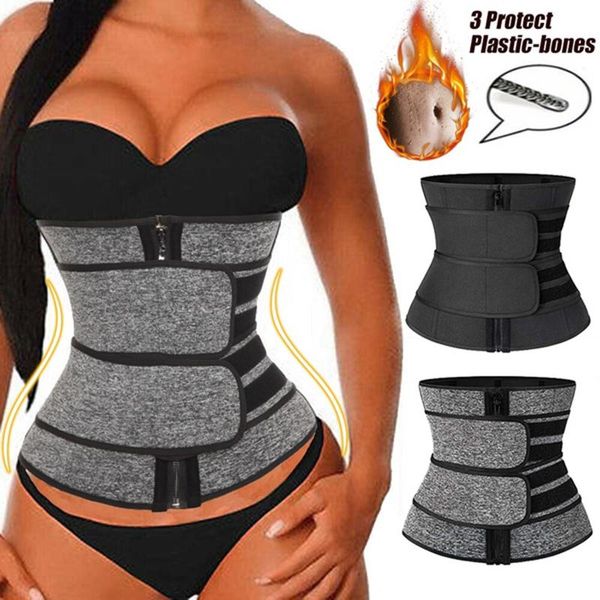 

women's shapers women neoprene waist trainer corset trimmer belt weight loss cincher body shaper slimmer shapewear, Black;white