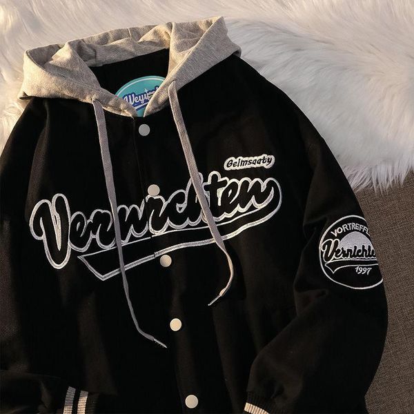

women's jackets embroidery harajuku patch plus size coat winter autumn hip-hop long sleeve female jacket outwear, Black;brown