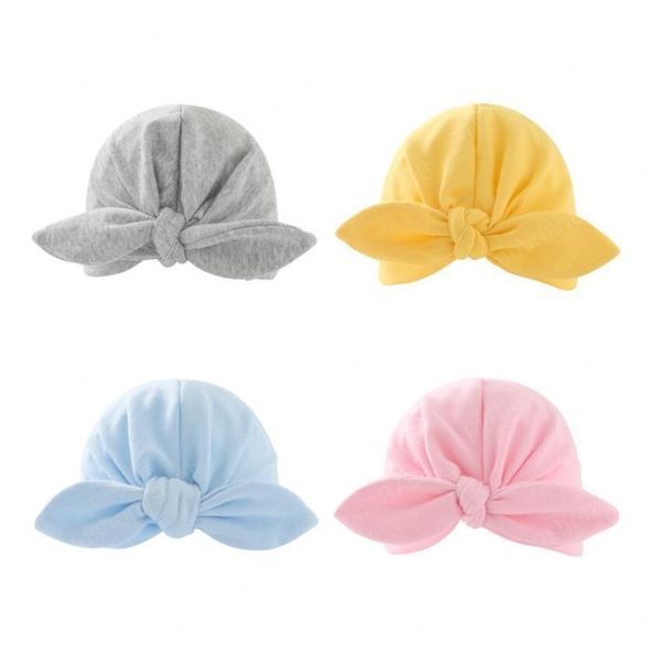 

indian hat newborn elastic cotton baby beanie cap bow multi color infant turban hats baby headband, Yellow