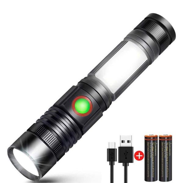 

rechargeable mini portable magnetic t6 zoom with anti skid and clip design flashlights torches