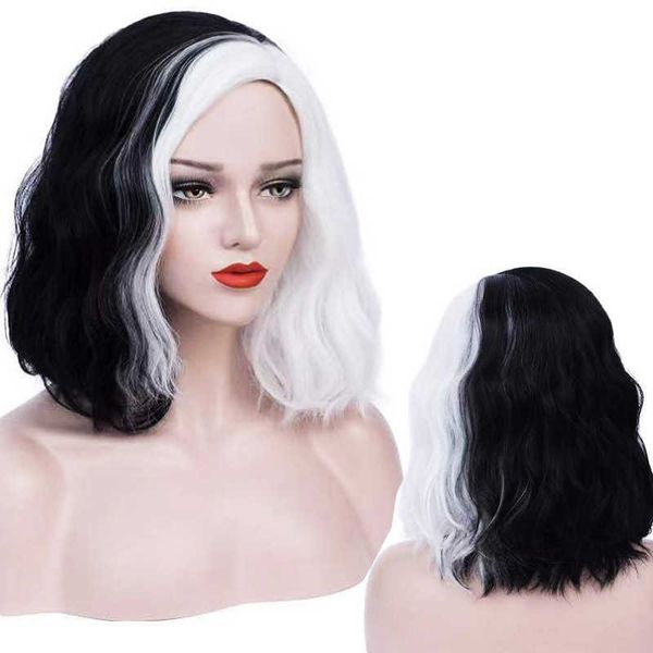 

wig black and witch kuira cos wig 1 / 3 white partial animation short hair