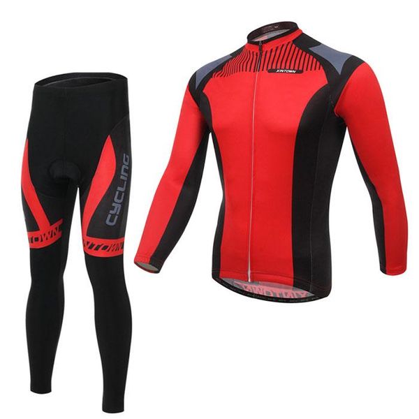 

racing sets red long-sleeved 2021 cycling jersey suit bicycle mountain bike, Black;blue