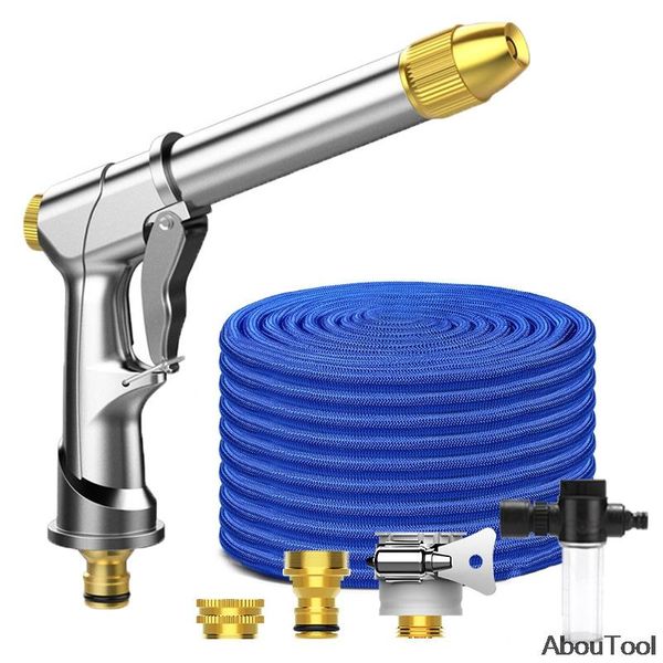 

expandable garden water hose high pressure watering alloy nozzle gun adjustable magic flexible car wash tools set equipments