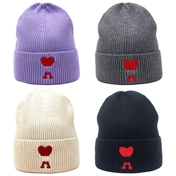 

beanies 1pc love hat solid color knitted wool women's autumn and winter korean pullover hats lady's beanie casual soft warm