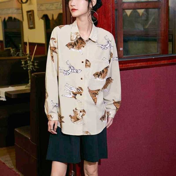 

women's two piece pants animal print long sleeve blouse women button up collar shirt casual loose and autumn korean fashi 9ev6, White