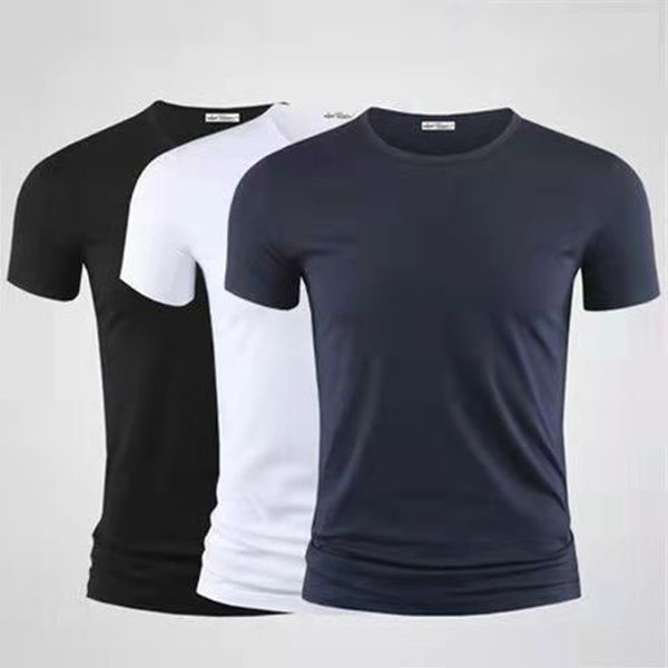 

men's t-shirts men's ice sweat wicking solid color t-shirt black fashion designer summer short sleeve, White;black