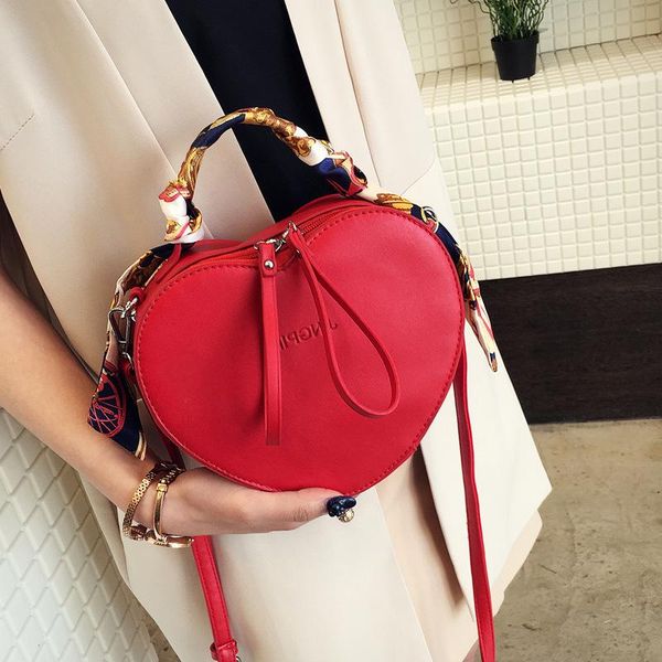 

evening bags heart shaped design small pu leather crossbody for women fashion female simple solid color shoulder handbags