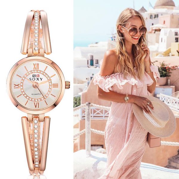 

wristwatches feminino relogio women dress watch quartz rose gold watches crystal saati brand female stainless steel analog mujer, Slivery;brown
