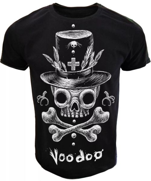

voodoo t-shirt men women gothic alternative gothic rock biker skull, White;black