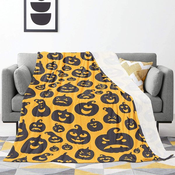 

Weighted BlanketScary Black Carved PumpkingFlannel Fleece Ultra Soft Warm Lightweight Microfleece for Home Sofa Bed Throw Bath