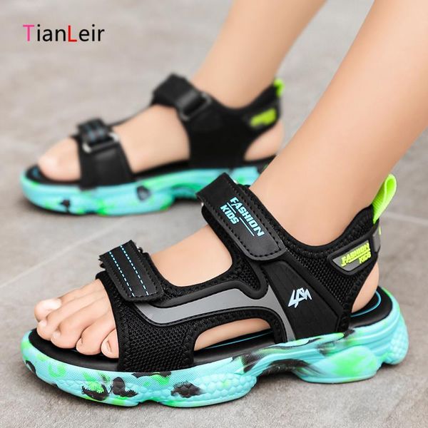 

sandals summer kids boys beach comfortable sandalias light soft non-slip children chaussure enfant, Black;red