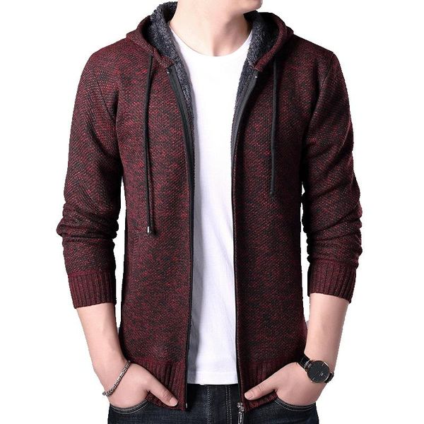 

men's sweaters men's sweater cardigan winter wool liner hooded thick warm knitted men slim coat 2021 mens jacket clothing, White;black