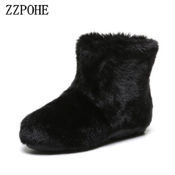 

boots zzpohe winter women's snow lovely outside wearing cotton thick bottom plus velvet warm and ankle plush shoes, Black