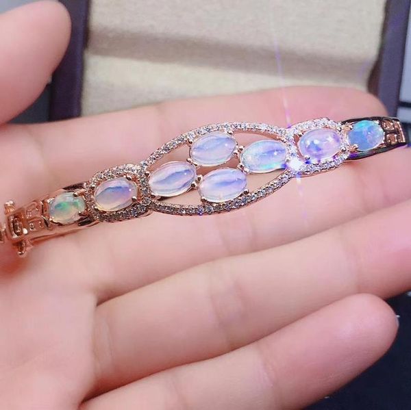 

other bracelets the wedding gift opal bangle natural and real 925 sterling silver fine jewelry opalbangle, Golden;silver