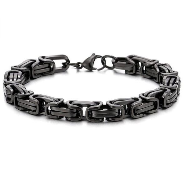 

link, chain masculine style stainless steel braid link bracelet for men black color polished 8mm 8.66 inch