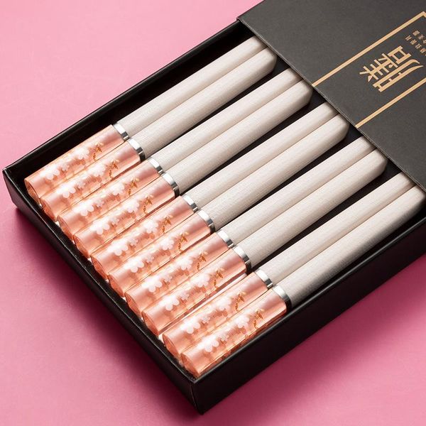 

pairs exquisite cute crystal amber sakura japanese chopsticks anti-slip high-end chinese korean style