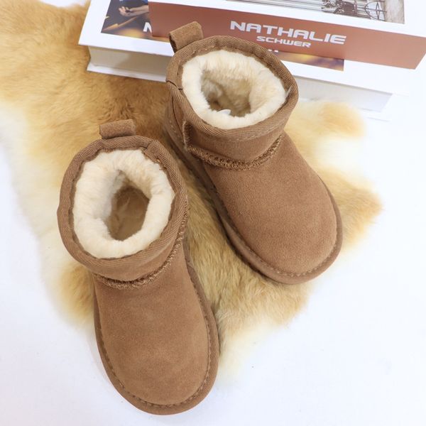 

2022 selling brand fashion children's boots shoes winter warmth toddler boys and girls snow children plush ucc, Black