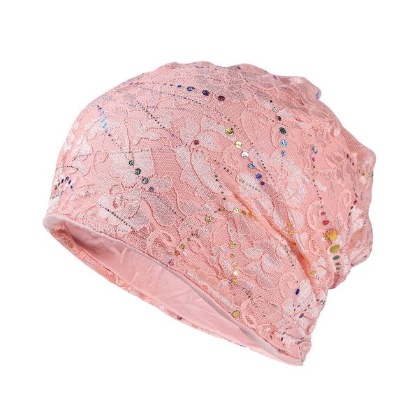 O material plástico fino respirável do chapéu do laço do laço colorido alinhado com elástico de algodão adequado para 55 a 60 cm Circunferência da cabeça