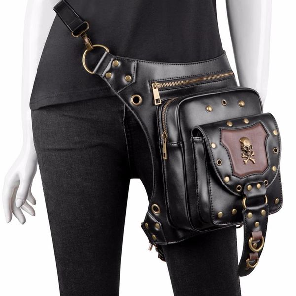 

women waist bag female fanny pack belt bags small leg steampunk gothic messenger hip hop bum fashion purse d16