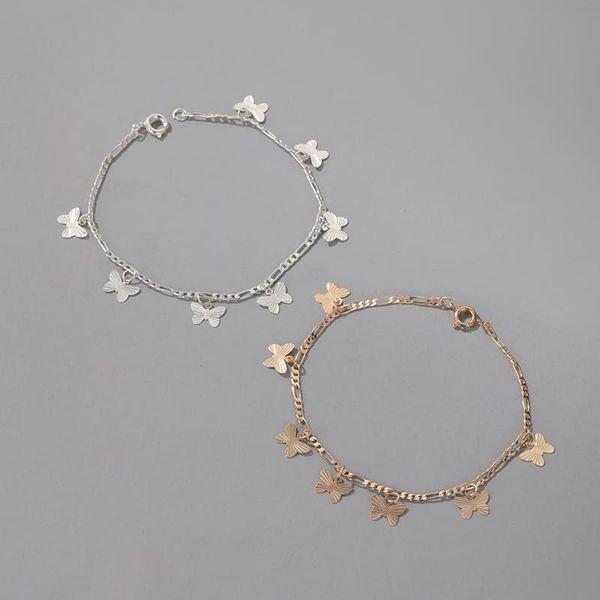 

link, chain fashion butterfly charms bracelet for women gold silver color ankle on the leg bohemian jewelry vintage, Black