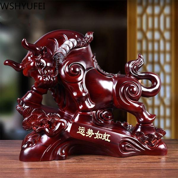 

decorative objects & figurines chinese resin zodiac bull ornament statue figurine miniature animal home desk decor lucky statues