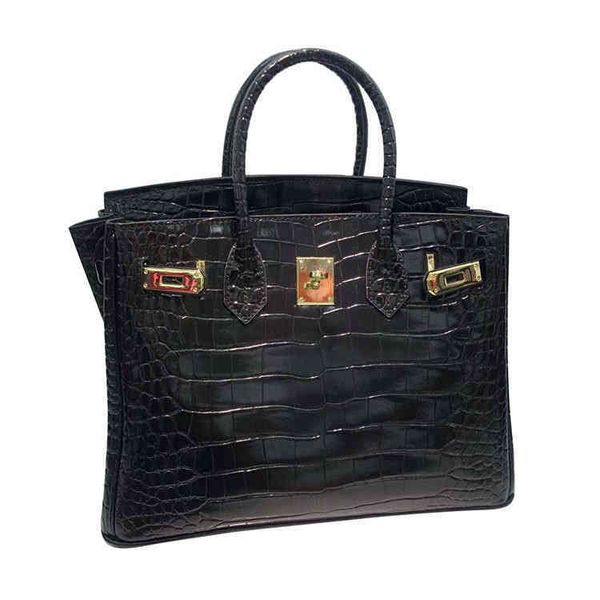 

women's bag high gloss crocodile bag 30cm 35cm head leather diagonal span