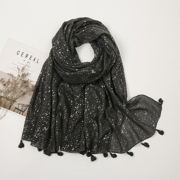 

ladies fashion plain glitter shiny dot cotton shawl scarf female spring 2021 stole bufanda muslim hijab sjaal 190*85cm scarves, Blue;gray
