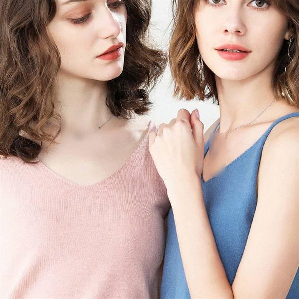 

women's tanks & camis autumn and winter imitation cashmere v-neck small sling short style with vest knitted slim bottoming shirt, White