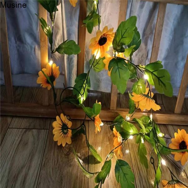 

decorative flowers & wreaths 1pcs 2m long sunflower simulation flower cane artificial vine fake wedding living room diy garden home party de