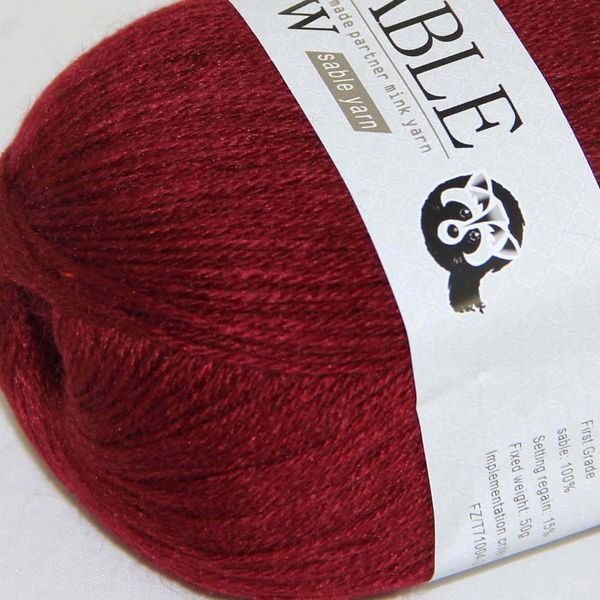 

sale 1ballsx50g super soft pure sable cashmere yarn wrap shawls hand knitting wool crochet 243-19 burgundy, Black;white