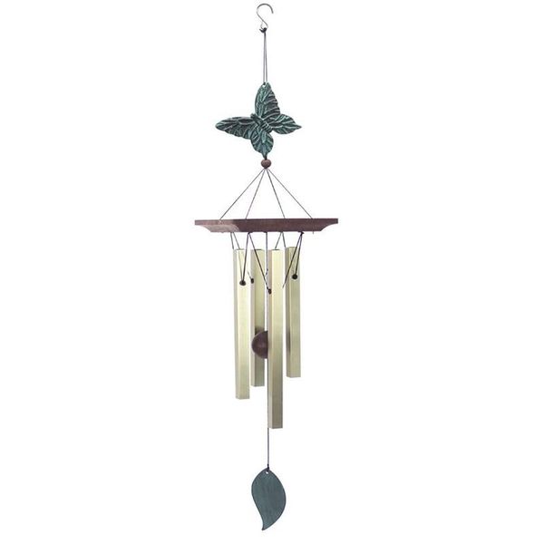

decorative objects & figurines butterfly wind chimes outdoor, small memorial with 4 square metal tubes for patio home yard porch decor