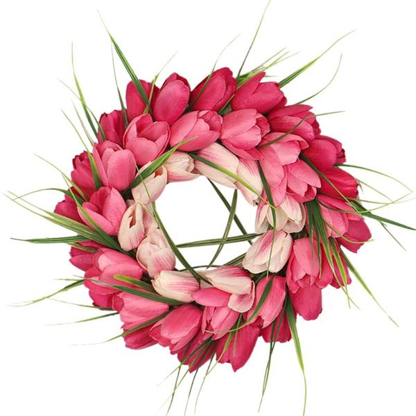 

decorative flowers & wreaths party wedding hanging pendant ornament hand made garland home decoration window wall simulate tulip wreath door