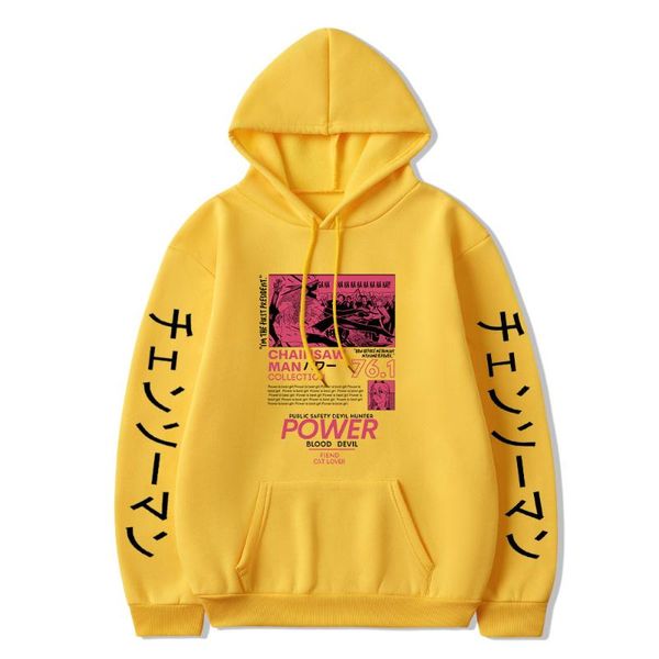

men's hoodies & sweatshirts japan anime chainsaw man power sweatshirt manga denji pullover oversized hoodie kids boy girl clothes hollo, Black