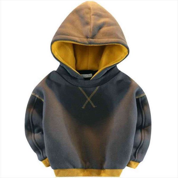 

autumn winter thickening and velvet kids hoodie boys sweatshirt girls fleece children toddlers hooded thick warm pullover 1 7y, Black