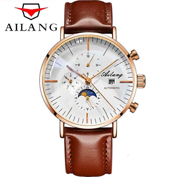 

fire watches ailang automatic luxury men mechanical 50 m waterproof military clocks coal, Slivery;brown