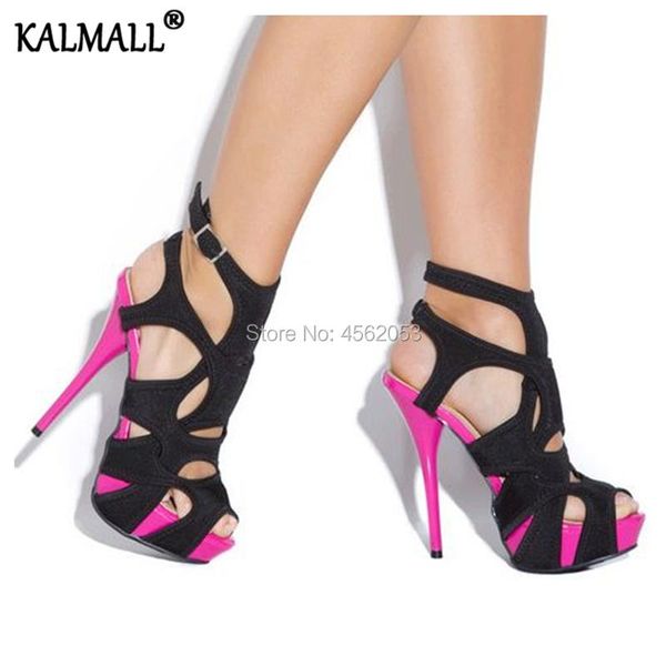 

sandalias mujer 2021 fetish runway style stiletto super high heels cut-outs black platform shoes women summer sandals
