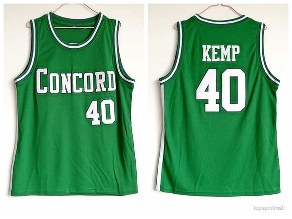 

concord minutemen shawn kemp jersey 40 high school green basketball jerseys men, Black