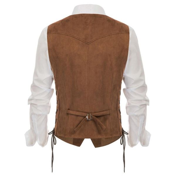 

men vintage jacket renaissance vest coat v-neck snap-button placket handkerchief hem cocktail party cropped male men's jackets, Black;brown
