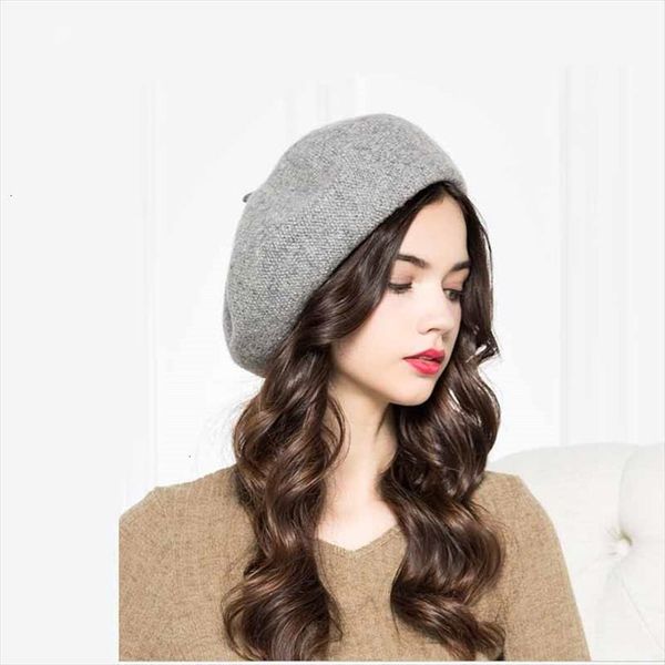 

simple womens fashion classic solid hat autumn wool painter girls beret, Blue;gray