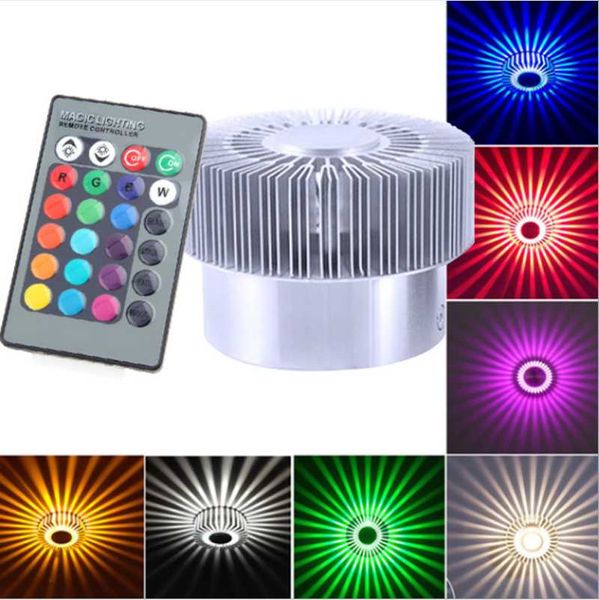 Lâmpada de parede Alumínio moderno 3W RGB LED Novidade Sconce Sunflower para KTV Bar Teto Ano Decoração AC85-265V