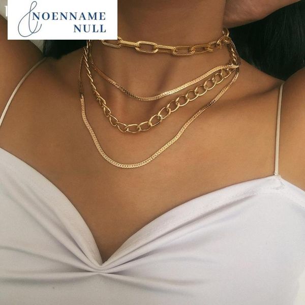 

chains gothic punk cuban choker necklace collar statement women men multi layer aluminum thick chain chunky steampunk jewelry, Silver