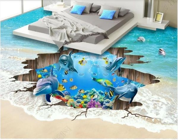 

wallpapers 3 d pvc flooring custom po beach ocean cave crack wall stickers decorative self-adhesive wallpaper for walls in rolls