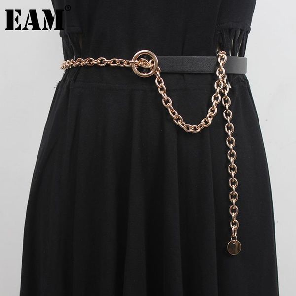 

belts [eam] pu leather gold color split joint metal chain belt personality women fashion all-match spring autumn 2021 1dd7969, Black;brown