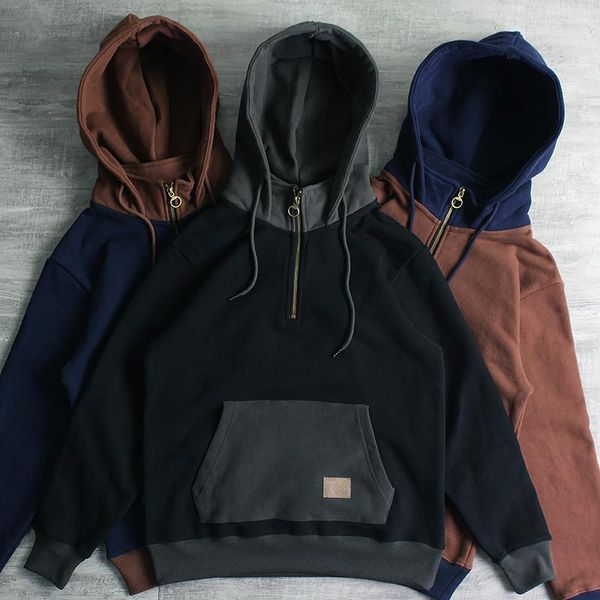 

men's hoodies & sweatshirts autumn and winter fashion pure cotton terry heavyweight thick plus velvet for loose hooded pullover sportsw, Black
